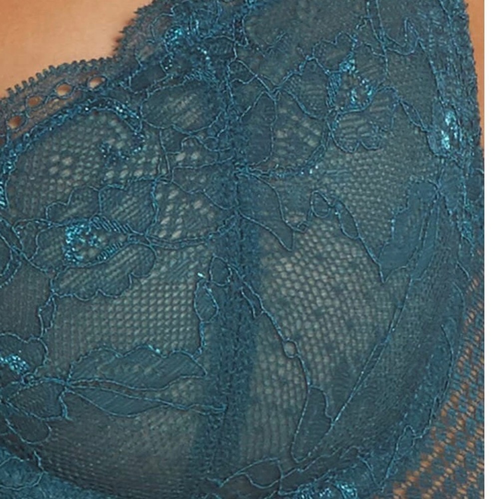 Sam Edelman Deep Teal Underwire Lace Demi Bra 34 D - Picture 5 of 6